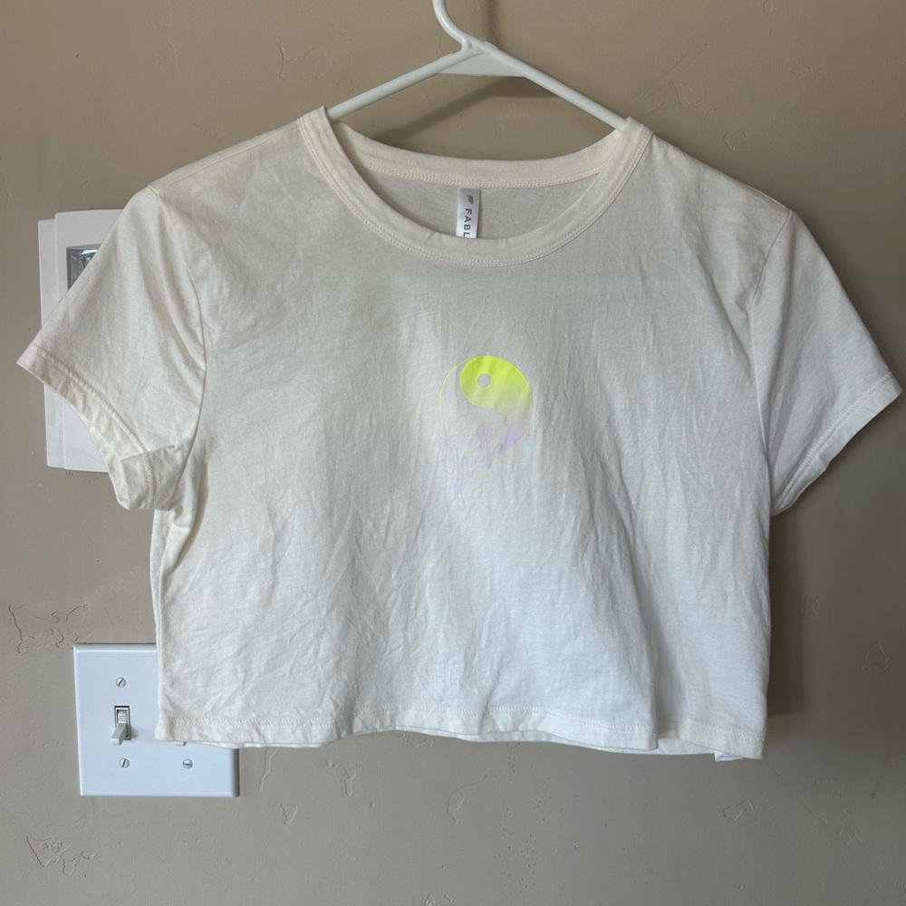 Fabletics Cream Crop Top Tee